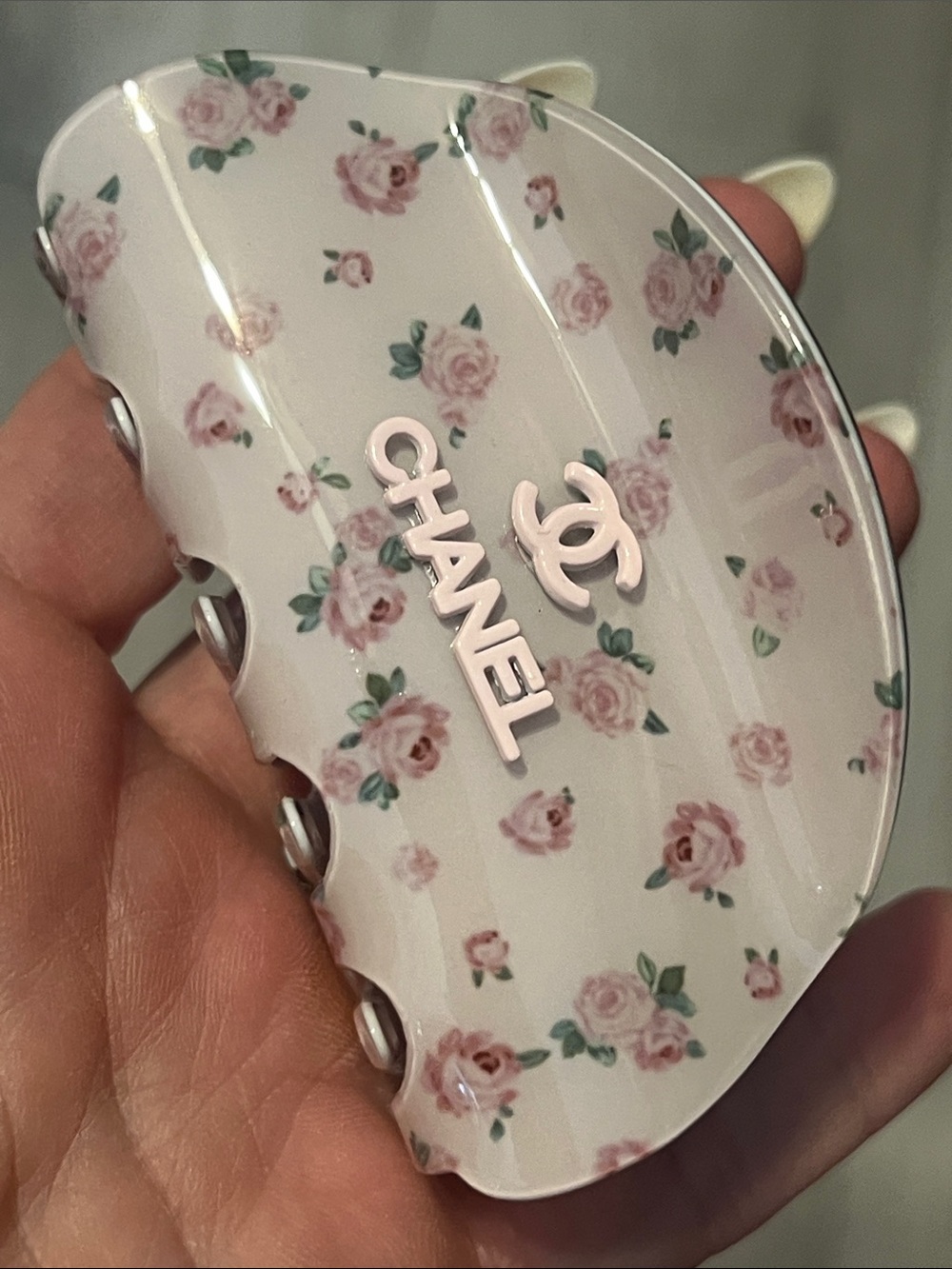 Pink Floral Acrylic Hair Clip